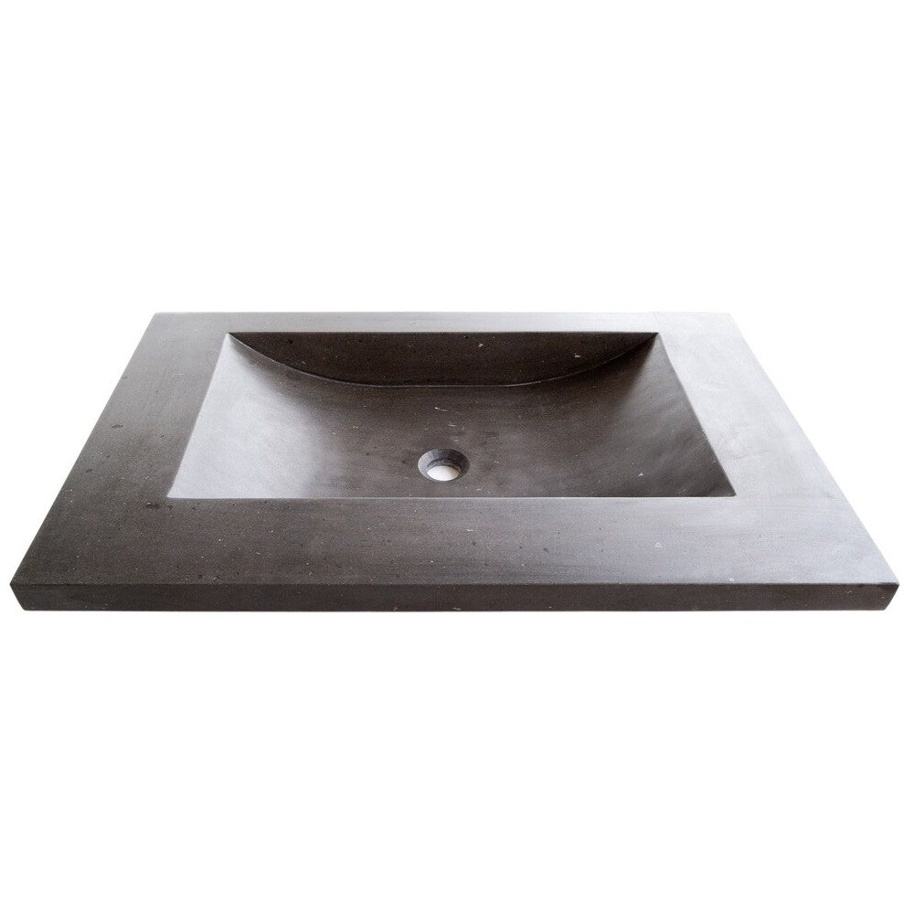 Black Andesite Natural Stone Rectangular Sink Honed/Matte (W)20