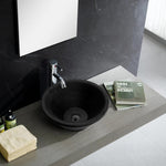 Black Andesite Natural Stone V-Shape Tapered Sink Honed-Matte  (D)16" (H)6"