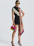 Black Mini Bodycon Dress with Button Tassel For Women, Meatpacking District, BYMANYC New York.