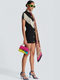 Black Mini Bodycon Dress with Button Tassel For Women, Meatpacking District, BYMANYC New York.