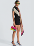 Black Mini Bodycon Dress with Button Tassel For Women, Meatpacking District, BYMANYC New York.