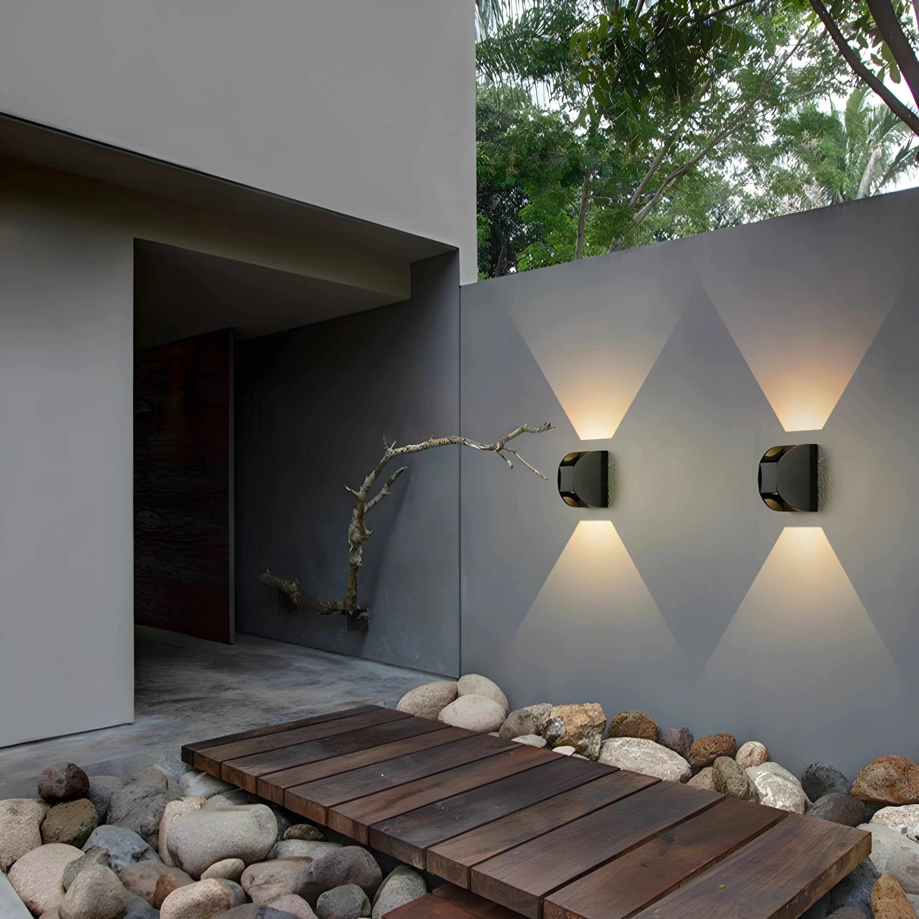 Black Modern Outdoor Waterproof Aluminum LED Wall Sconce For Garden, Courtyard