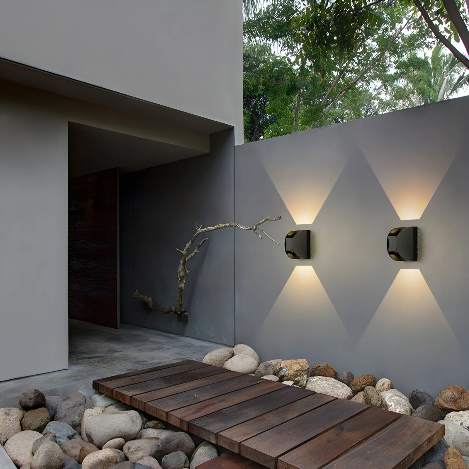 Black Modern Outdoor Waterproof Aluminum LED Wall Sconce For Garden, Courtyard