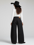 Black Wide-Leg Denim Jeans with Contrast Stitching • BYMANYC ® New York
