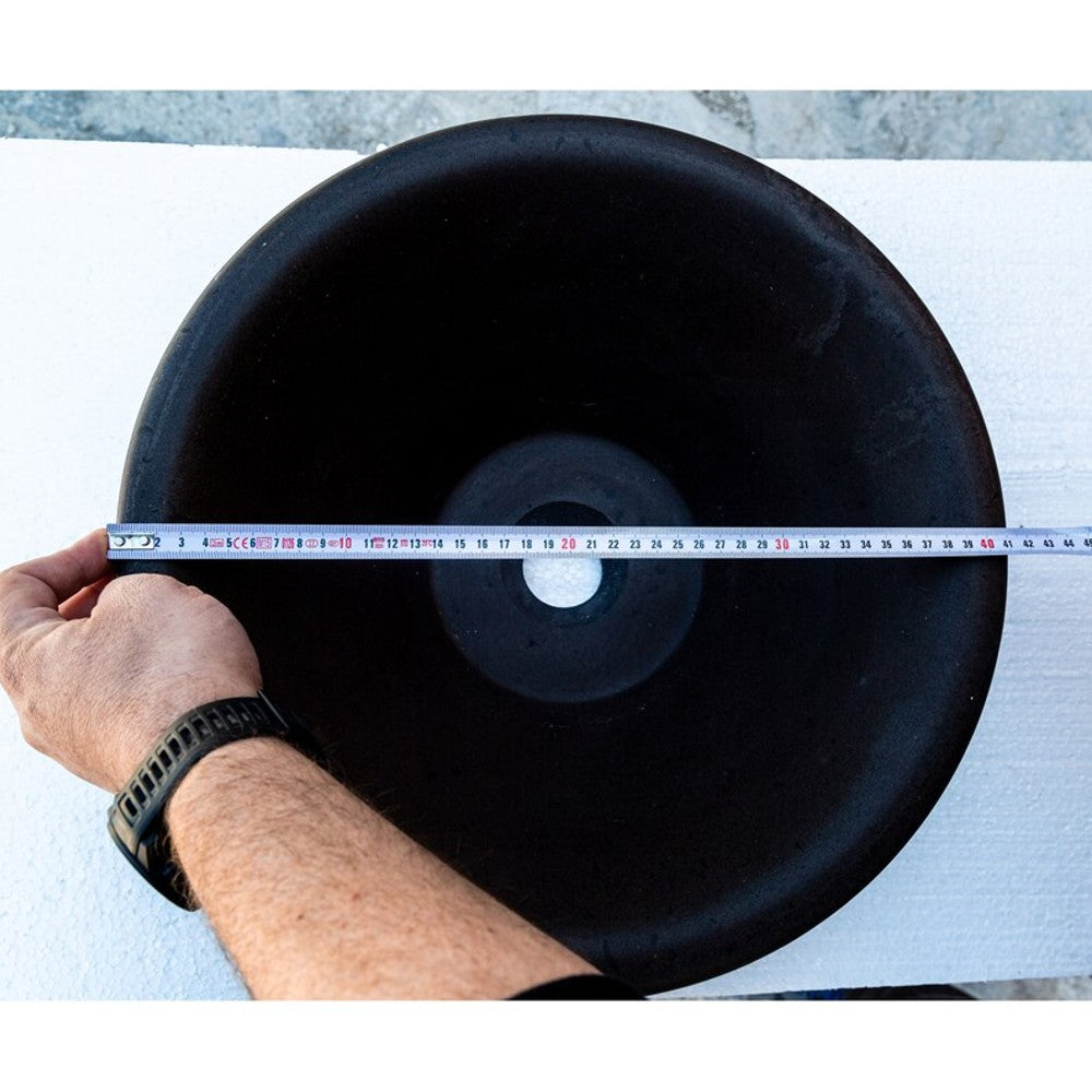 Black Andesite Natural Stone V-Shape Tapered Sink Honed-Matte  (D)16