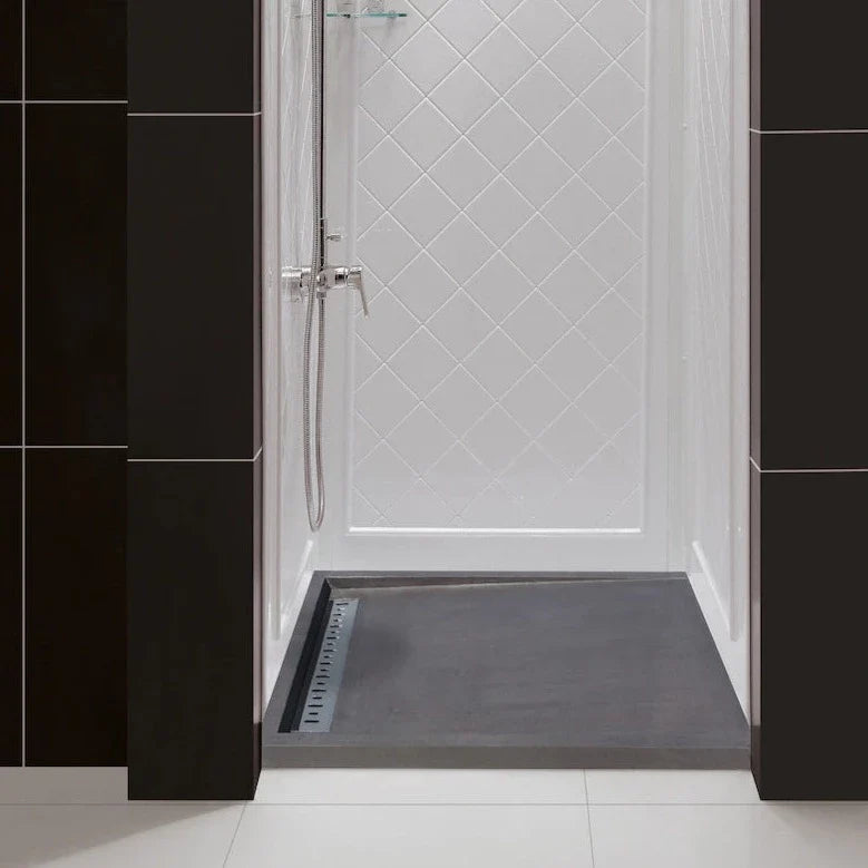 Black Andesite Rectangular Shower Base Hand-carved from Solid Block (W)32" (L)48" (H)3"