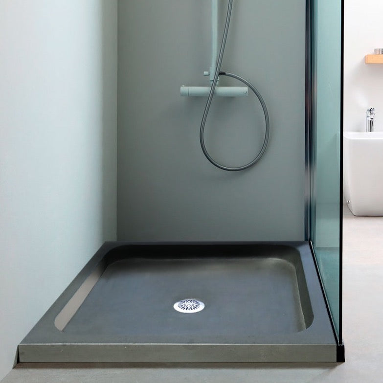 Black Andesite Square Shower Base Hand-carved from Solid Andesite Block (W)36