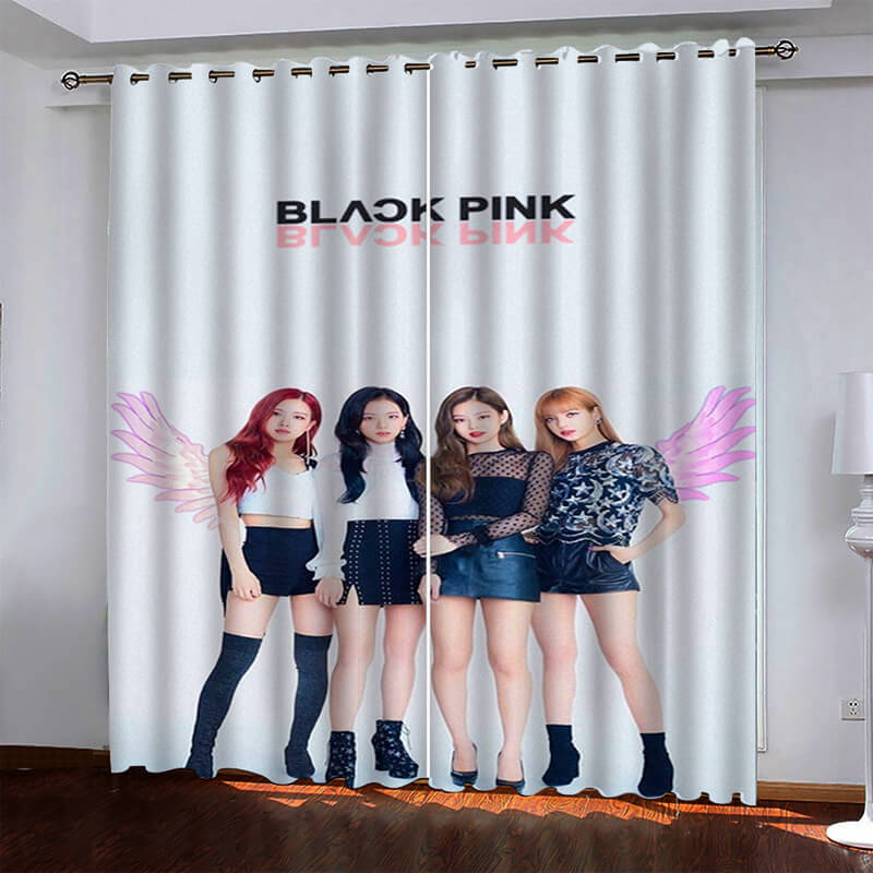 BlackPink Curtains Pattern Blackout Window Drapes