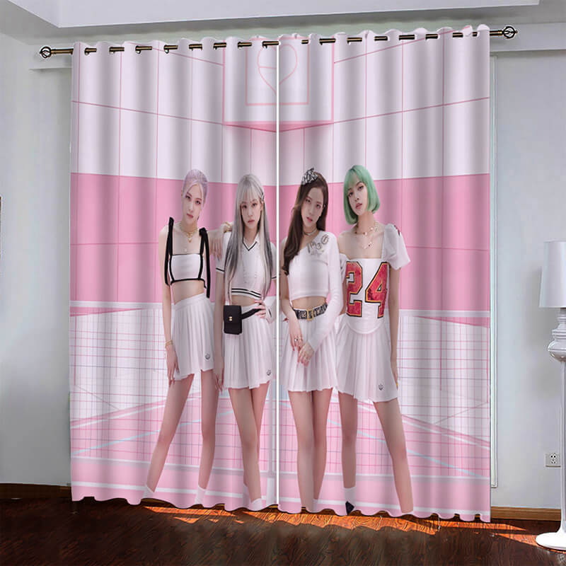 BlackPink Curtains Pattern Blackout Window Drapes