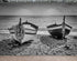 Black and White Nautical Theme Wallpaper Mural. Boat on Shore Wall Mural. #FT-380