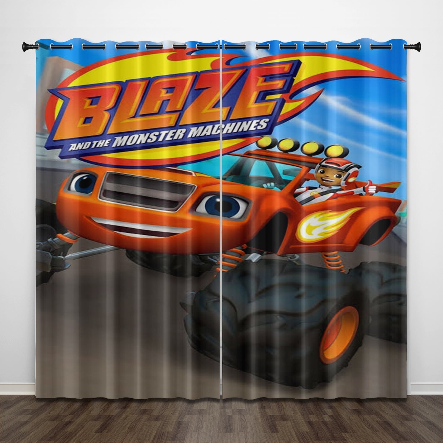 Cartoon Blaze and the Monster Machines Curtains Pattern Blackout Window Drapes