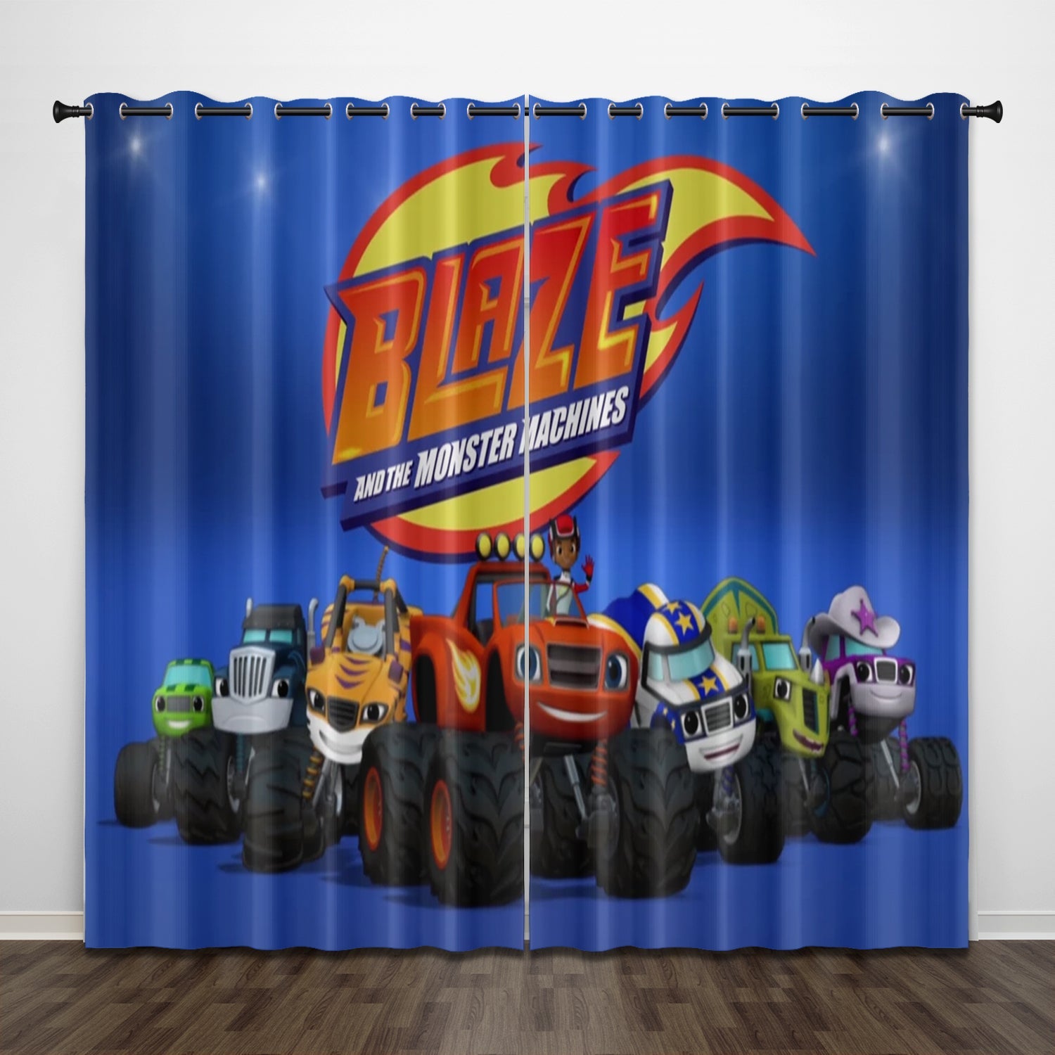 Cartoon Blaze and the Monster Machines Curtains Pattern Blackout Window Drapes