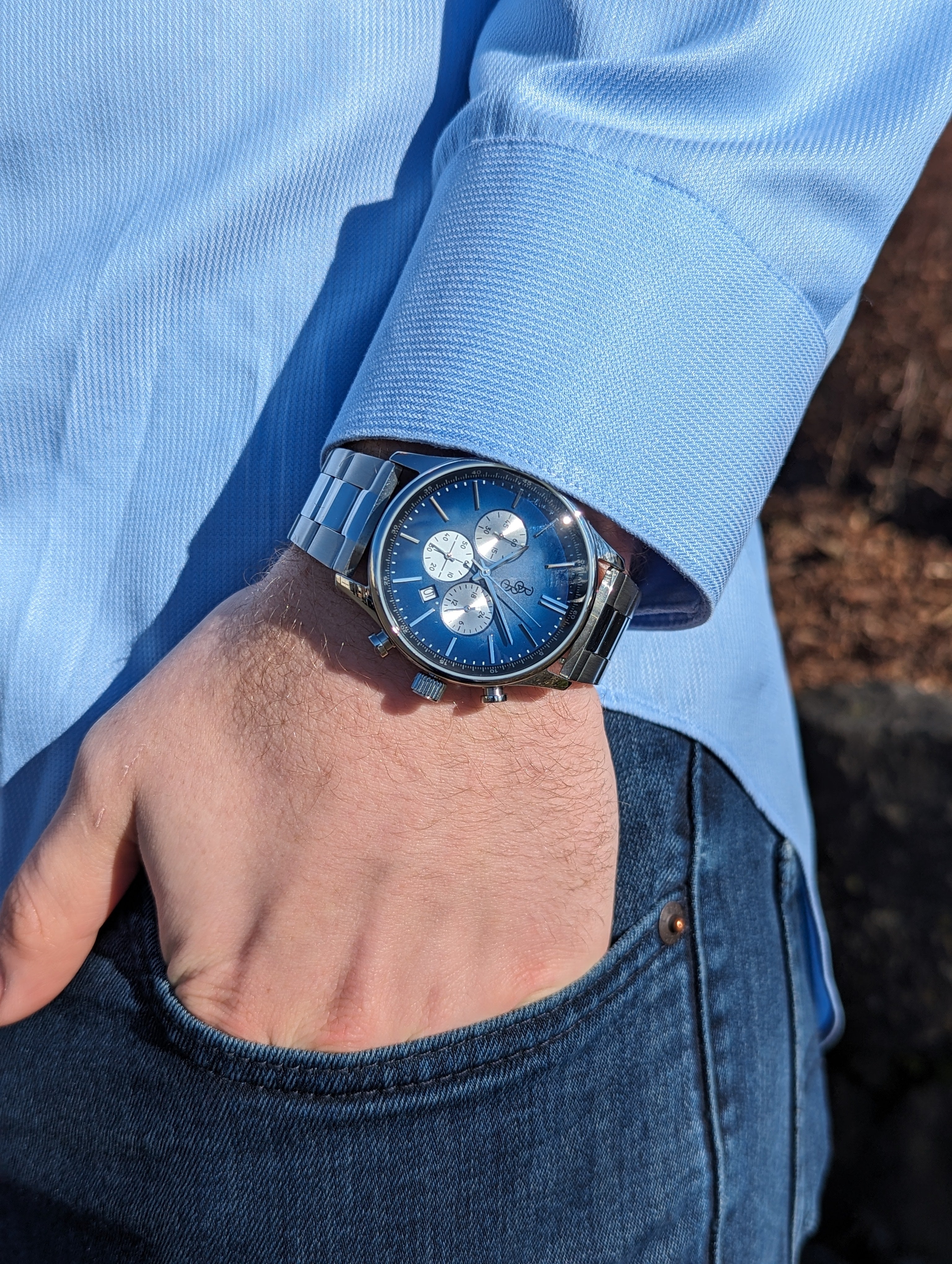 Blue Retro Chronograph Watch