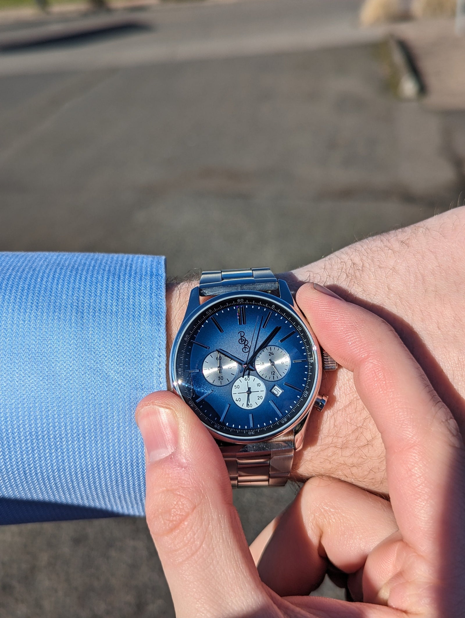 Blue Retro Chronograph Watch