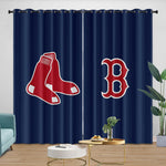 Boston Red Sox Curtains Blackout Window Drapes Room Decoration