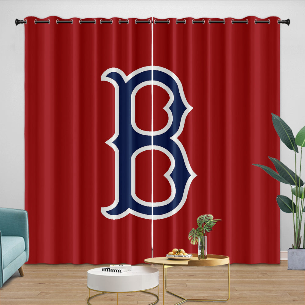 Boston Red Sox Curtains Blackout Window Drapes Room Decoration