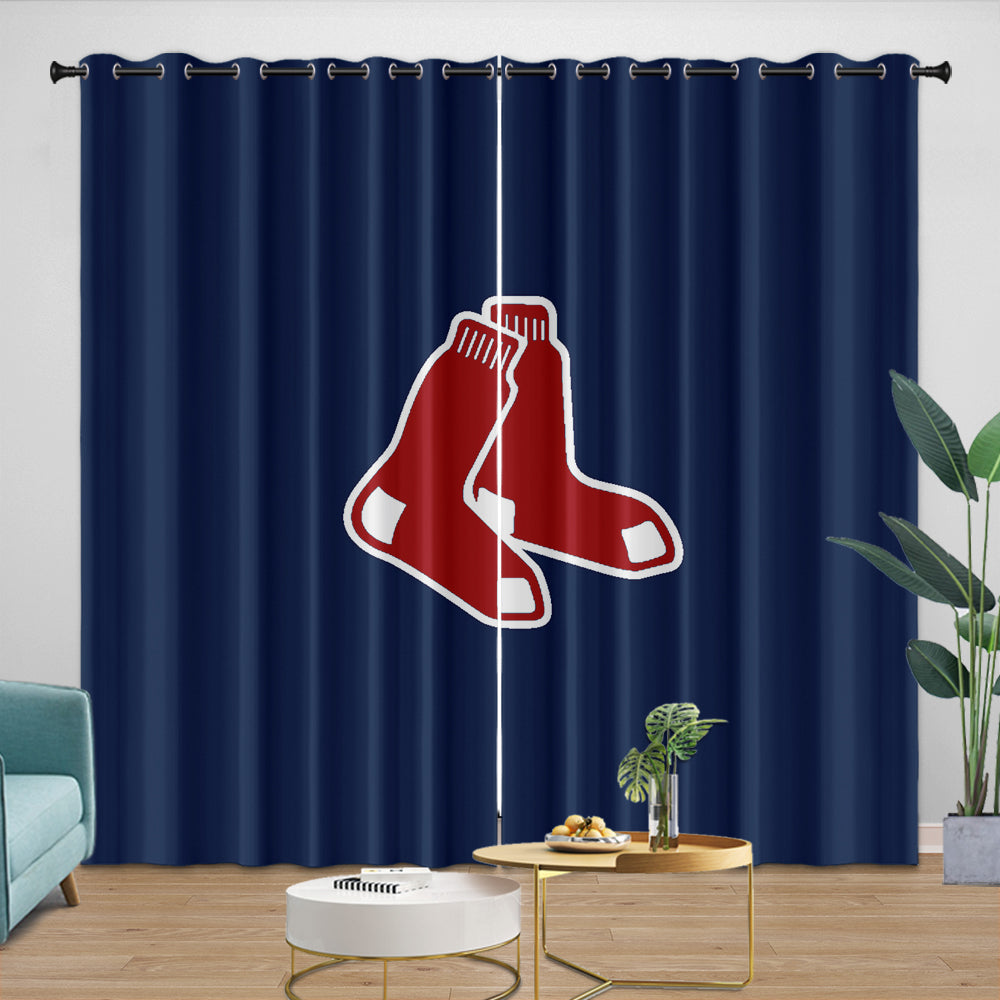 Boston Red Sox Curtains Blackout Window Drapes Room Decoration