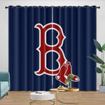 Boston Red Sox Curtains Blackout Window Drapes Room Decoration