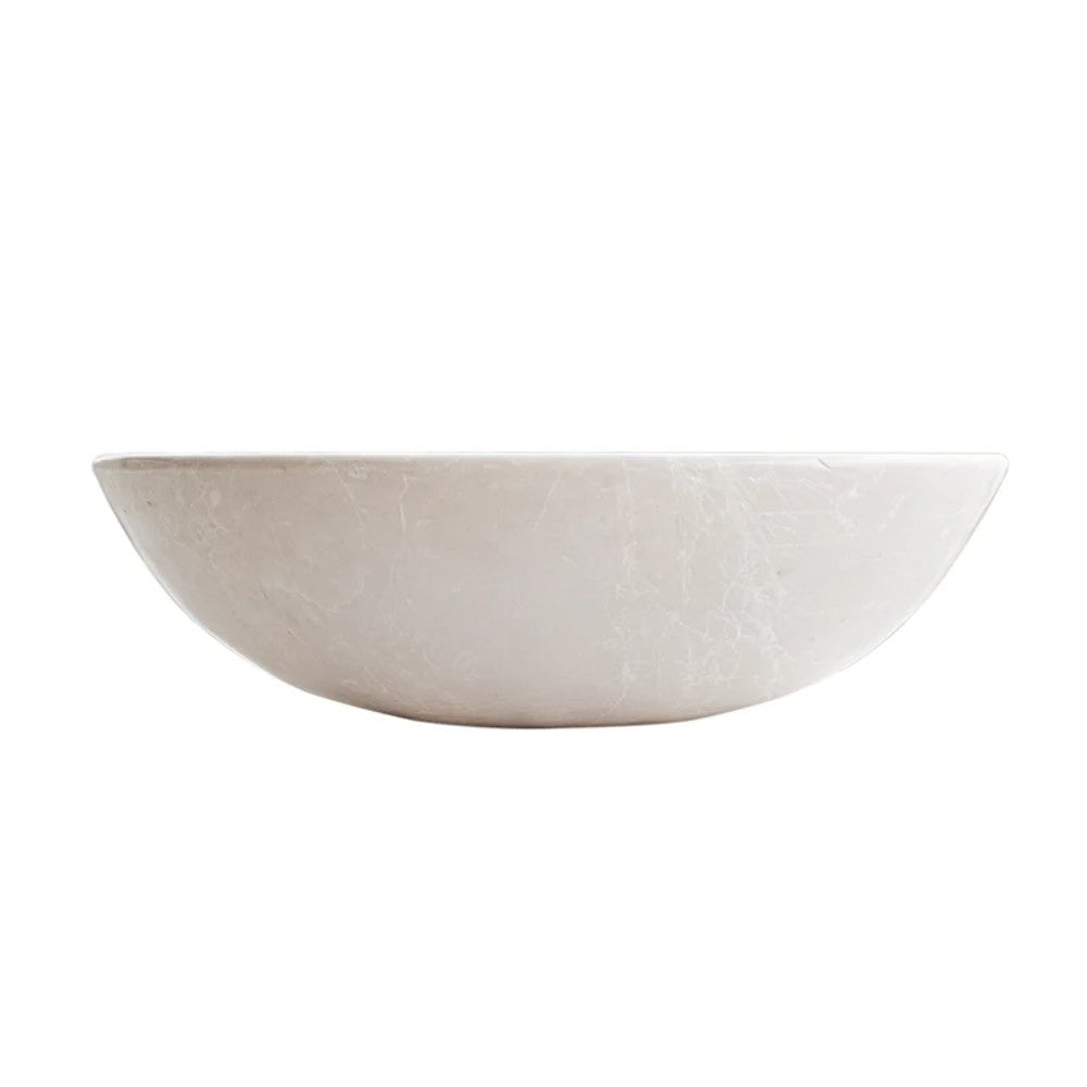 Botticino Marble Natural Stone Oval Shape Vessel Sink Honed (W)16" (L)20.5" (H)6"