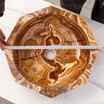 Brown Onyx Translucent Octagon Natural Stone Vessel Sink Polished  (D)17" (H)5"