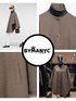 Brown Wool-Blend Jacket with Leather Collar and Egg-Shape Cut • BYMANYC ® New York