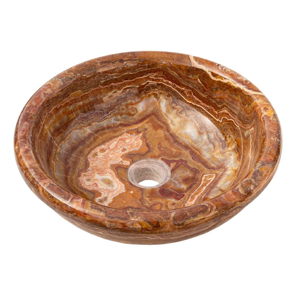 Brown Onyx Translucent Natural Stone Drop-in Vessel Sink Polished  (D)16