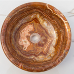 Brown Onyx Translucent Natural Stone Drop-in Vessel Sink Polished  (D)16" (H)6"