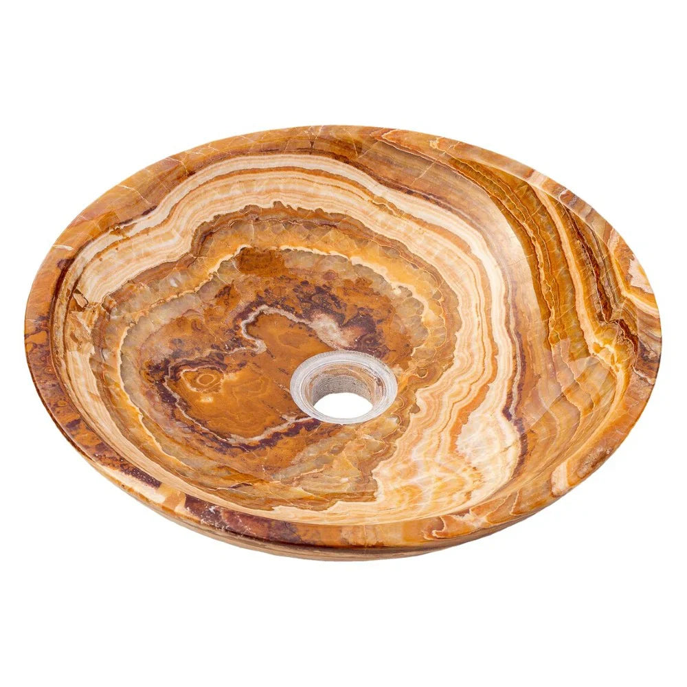 Brown Onyx Translucent Natural Stone Above Vanity Vessel Sink Polished (D)16