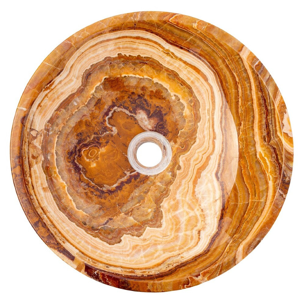 Brown Onyx Translucent Natural Stone Vessel Bowl Sink Polished  (D)16