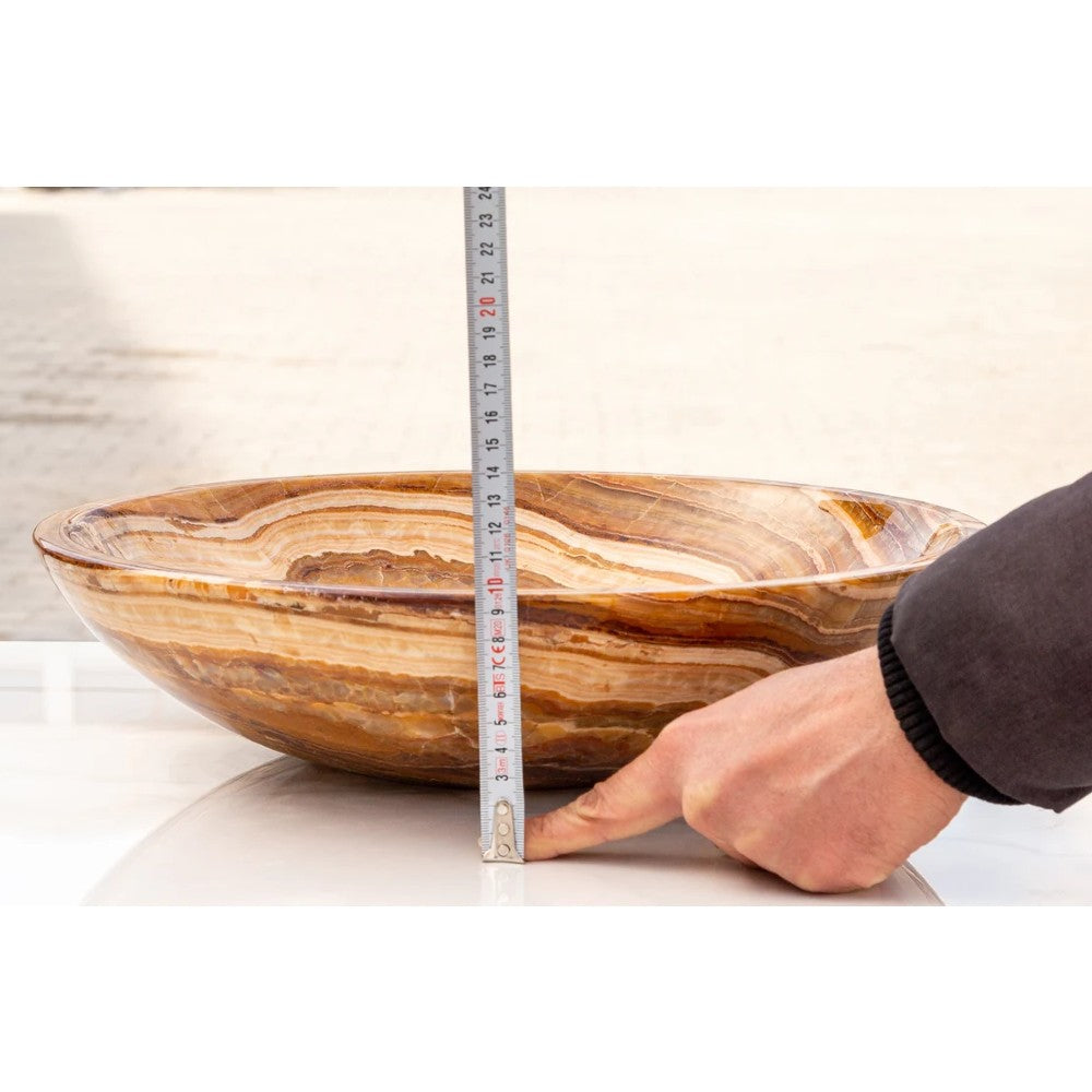 Brown Onyx Translucent Natural Stone Vessel Bowl Sink Polished  (D)16