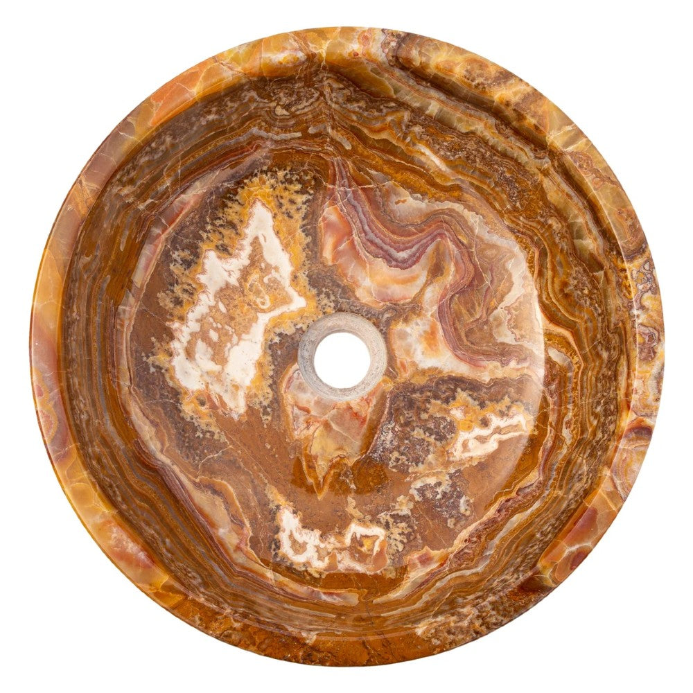 Brown Onyx Translucent Natural Stone Vessel Sink Polished  (D)16