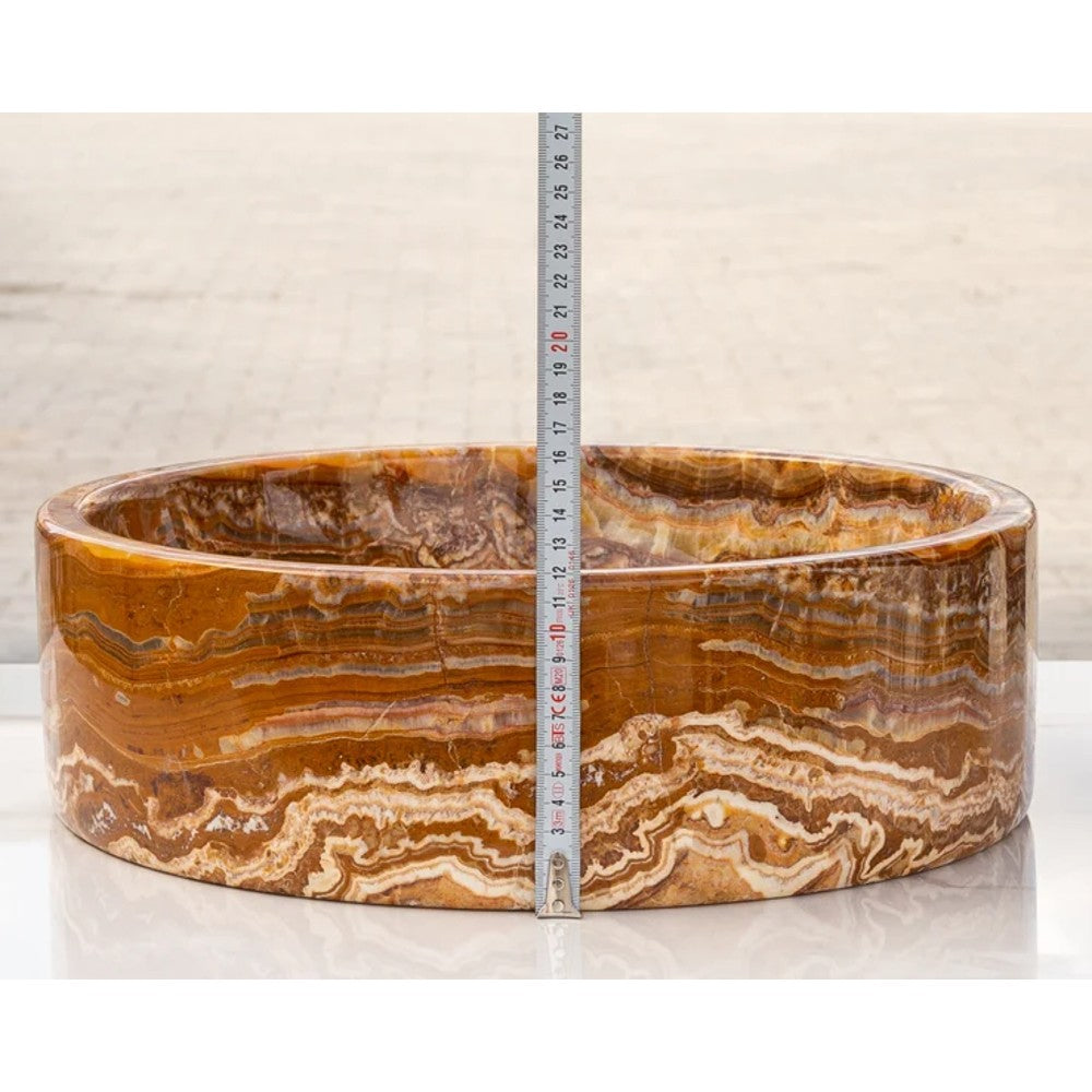 Brown Onyx Translucent Natural Stone Vessel Sink Polished  (D)16