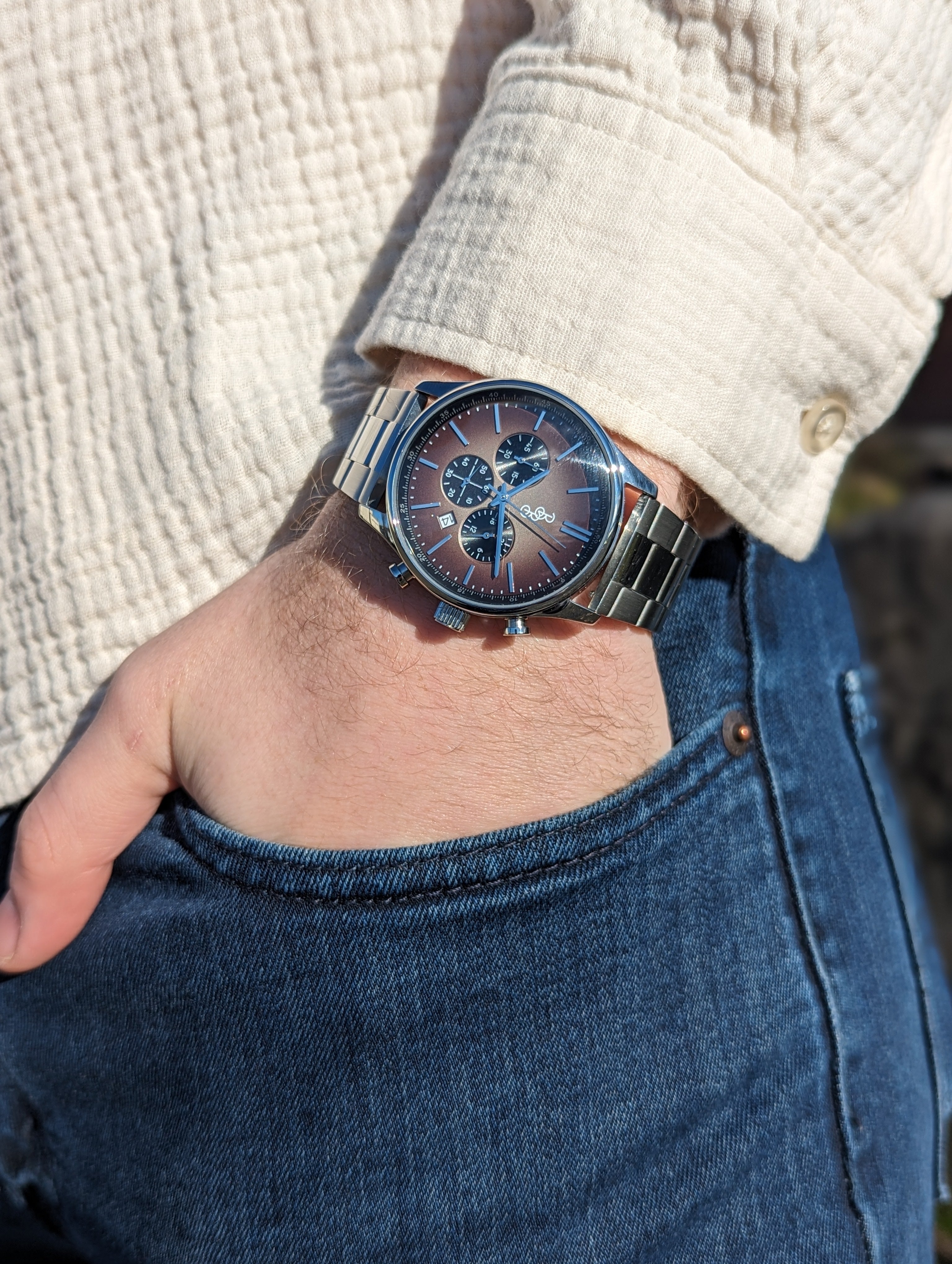 Brown Retro Chronograph Watch