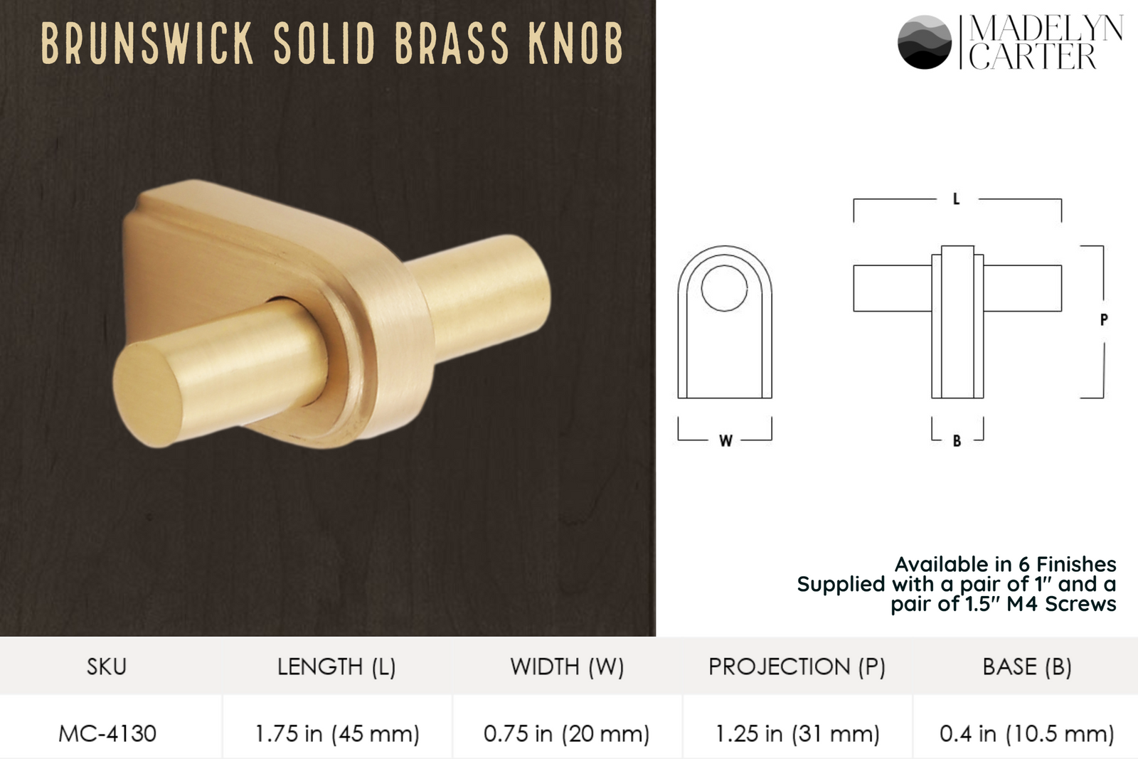 Brunswick Solid Brass Finger Pull