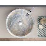 Natural Stone Bubble Gray Translucent Onyx Vessel Sink Polished (D)16" (H)6