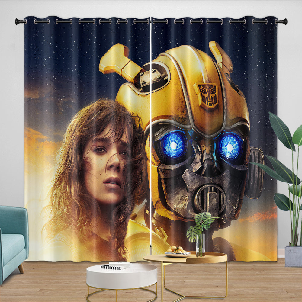 Bumblebee Curtains Pattern Blackout Window Drapes Room Decoration