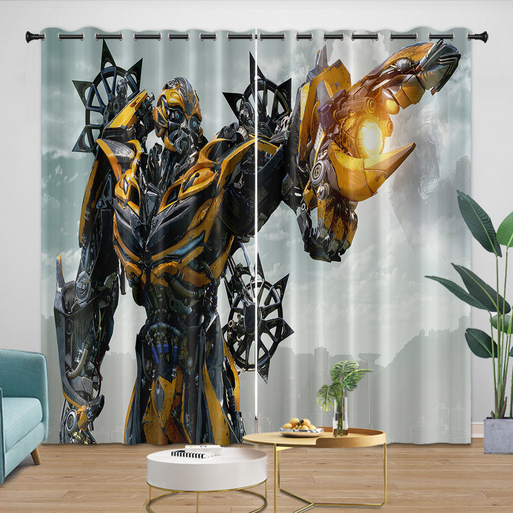 Bumblebee Curtains Pattern Blackout Window Drapes Room Decoration