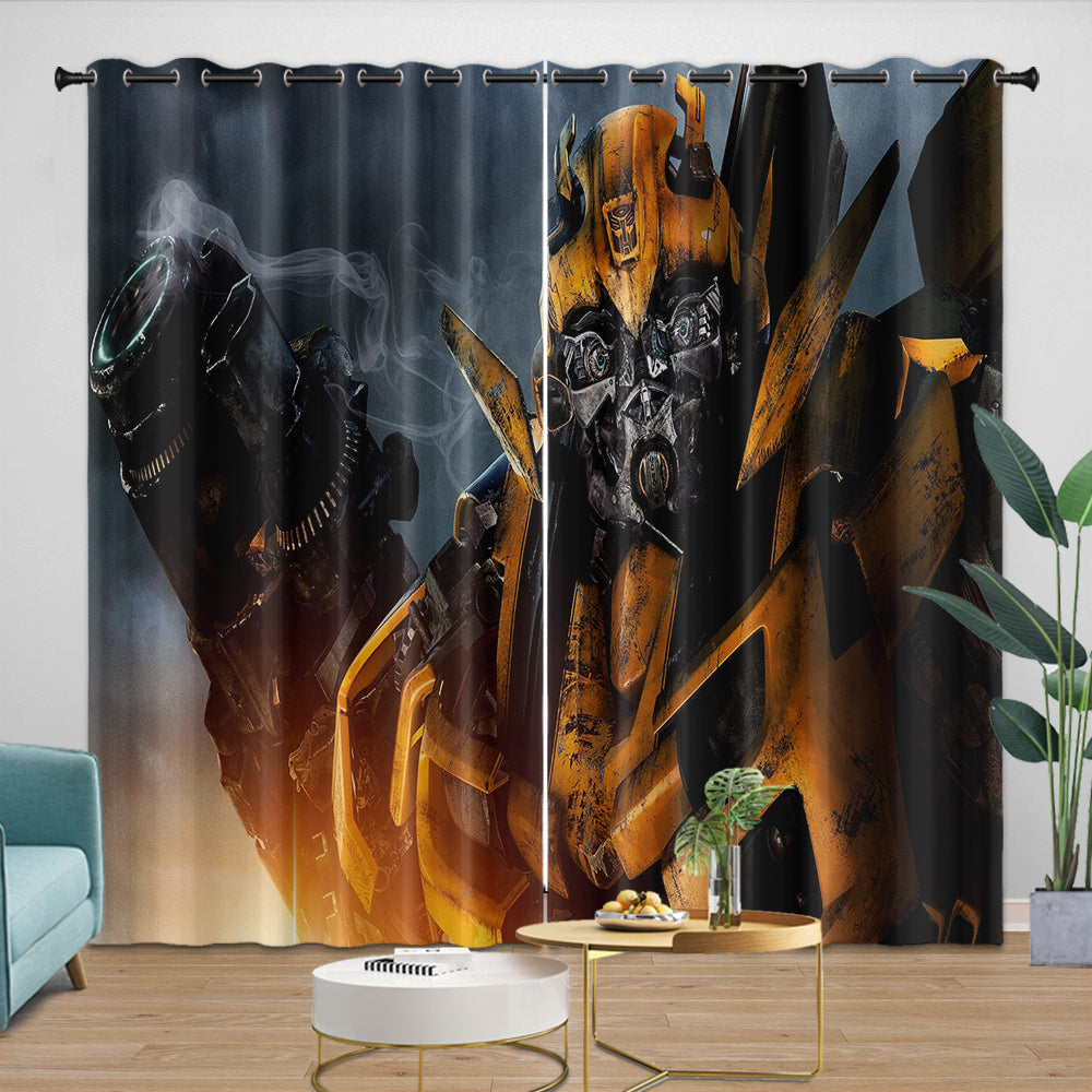 Bumblebee Curtains Pattern Blackout Window Drapes Room Decoration