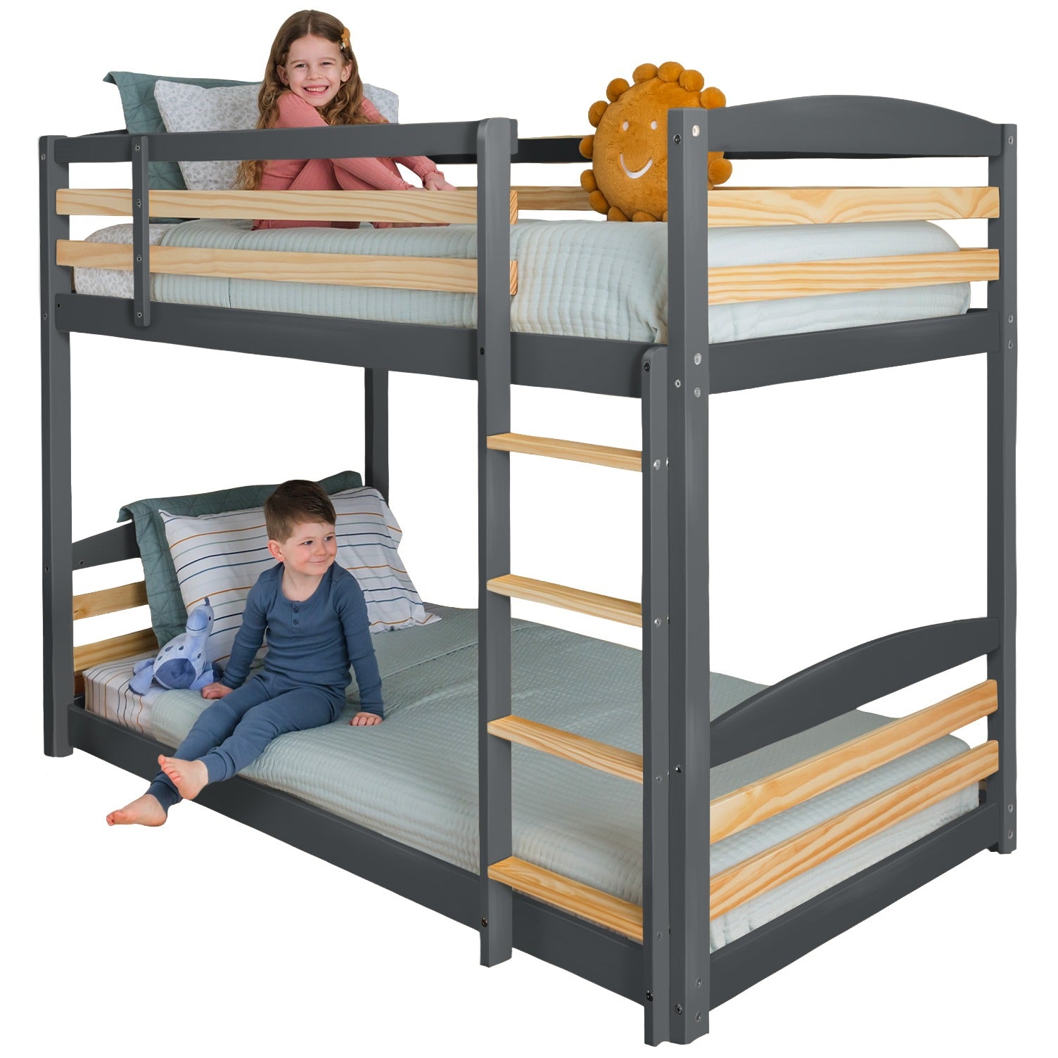 Solid Wood Twin Over Twin Bunk Bed For Kids