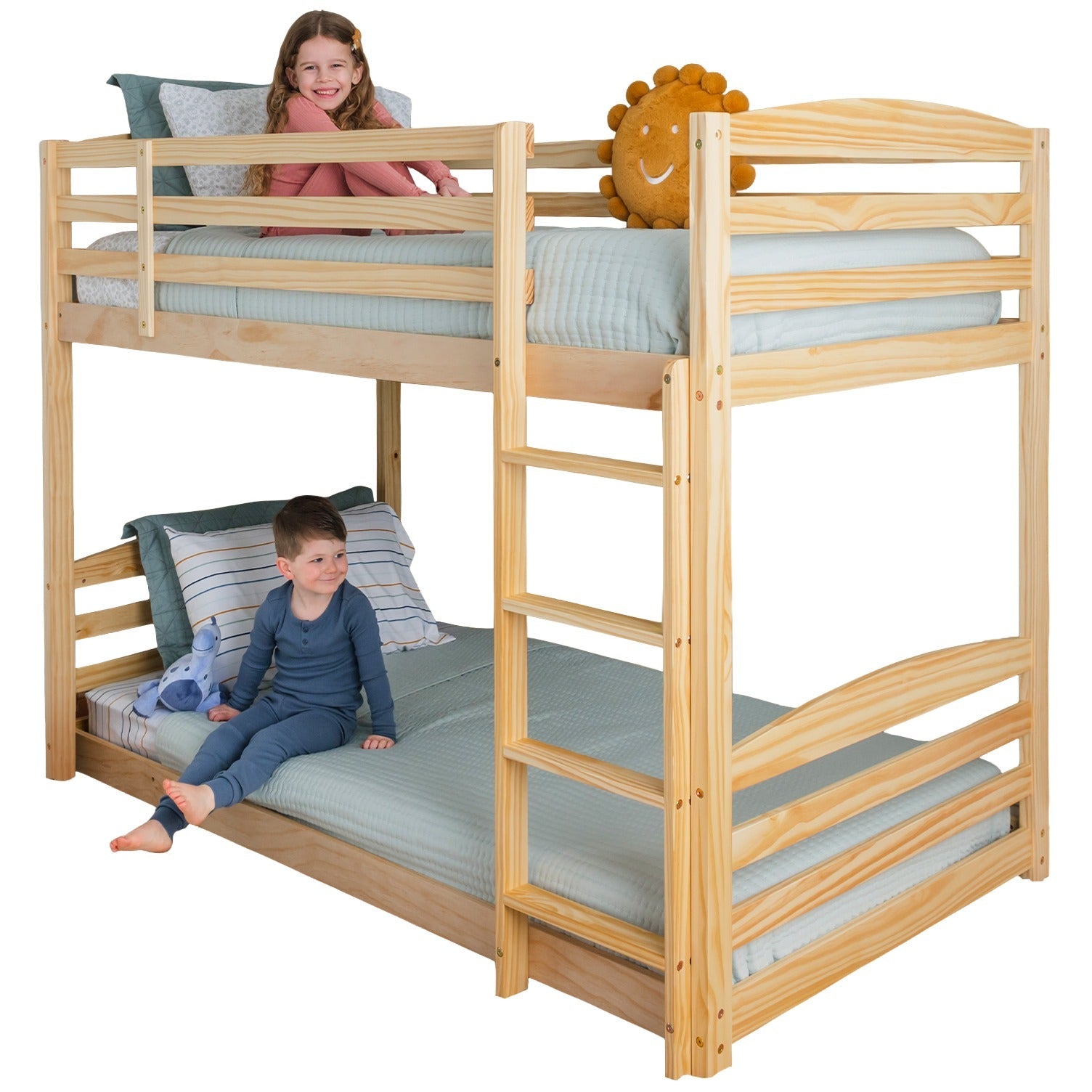 Solid Wood Twin Over Twin Bunk Bed For Kids
