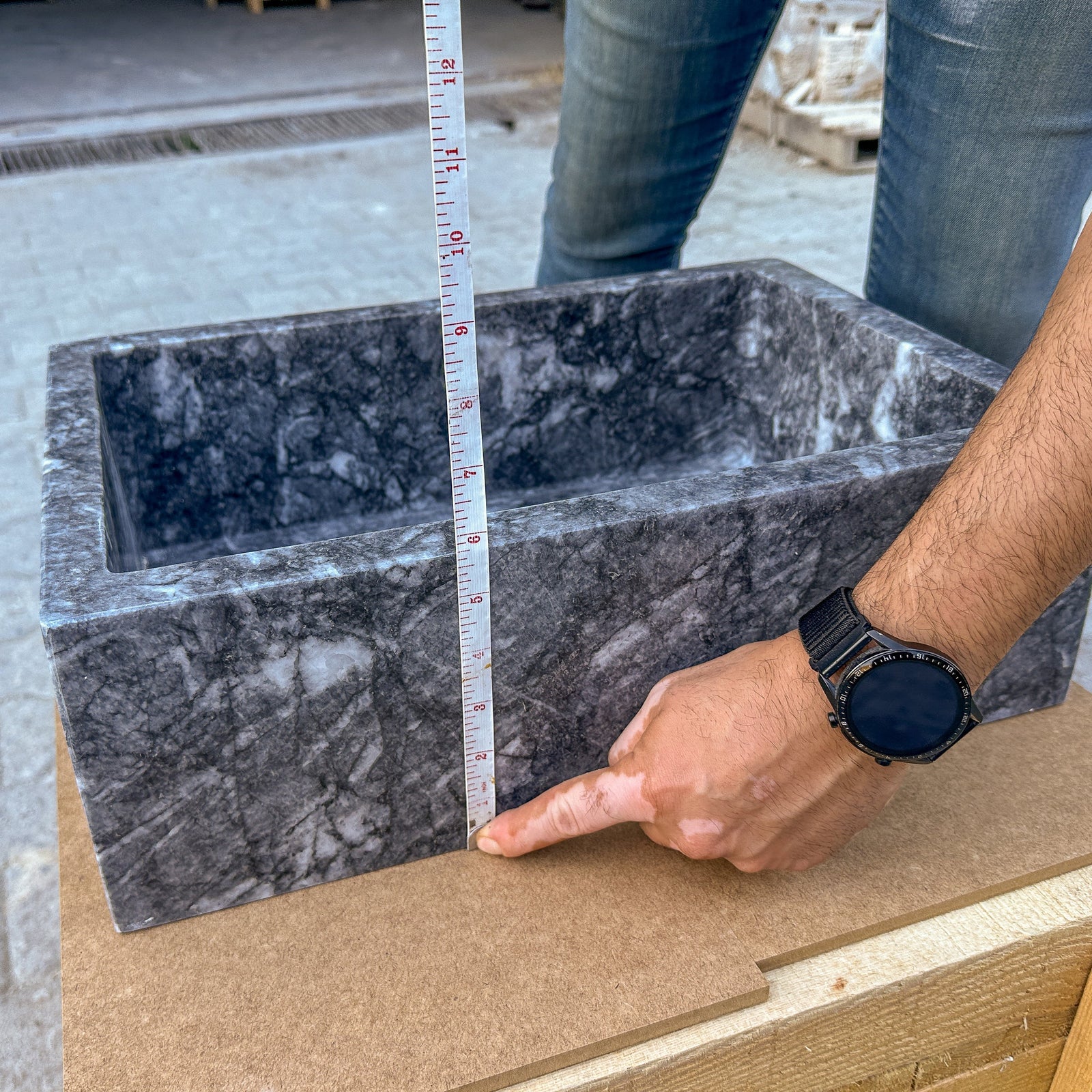 Bursa Gray Marble Rectangular Stone Sink Polished (W)12