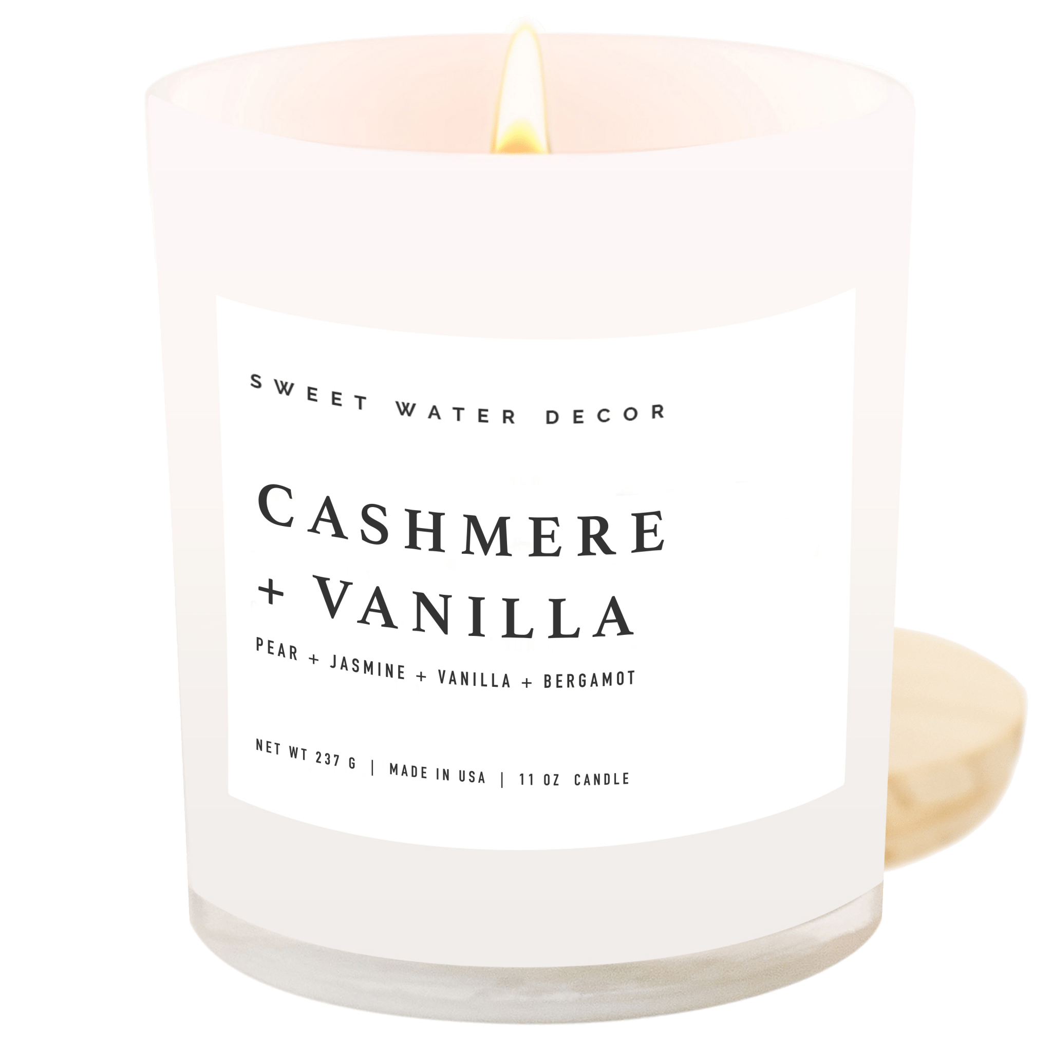 Cashmere and Vanilla Soy Candle - White Jar - 11 oz