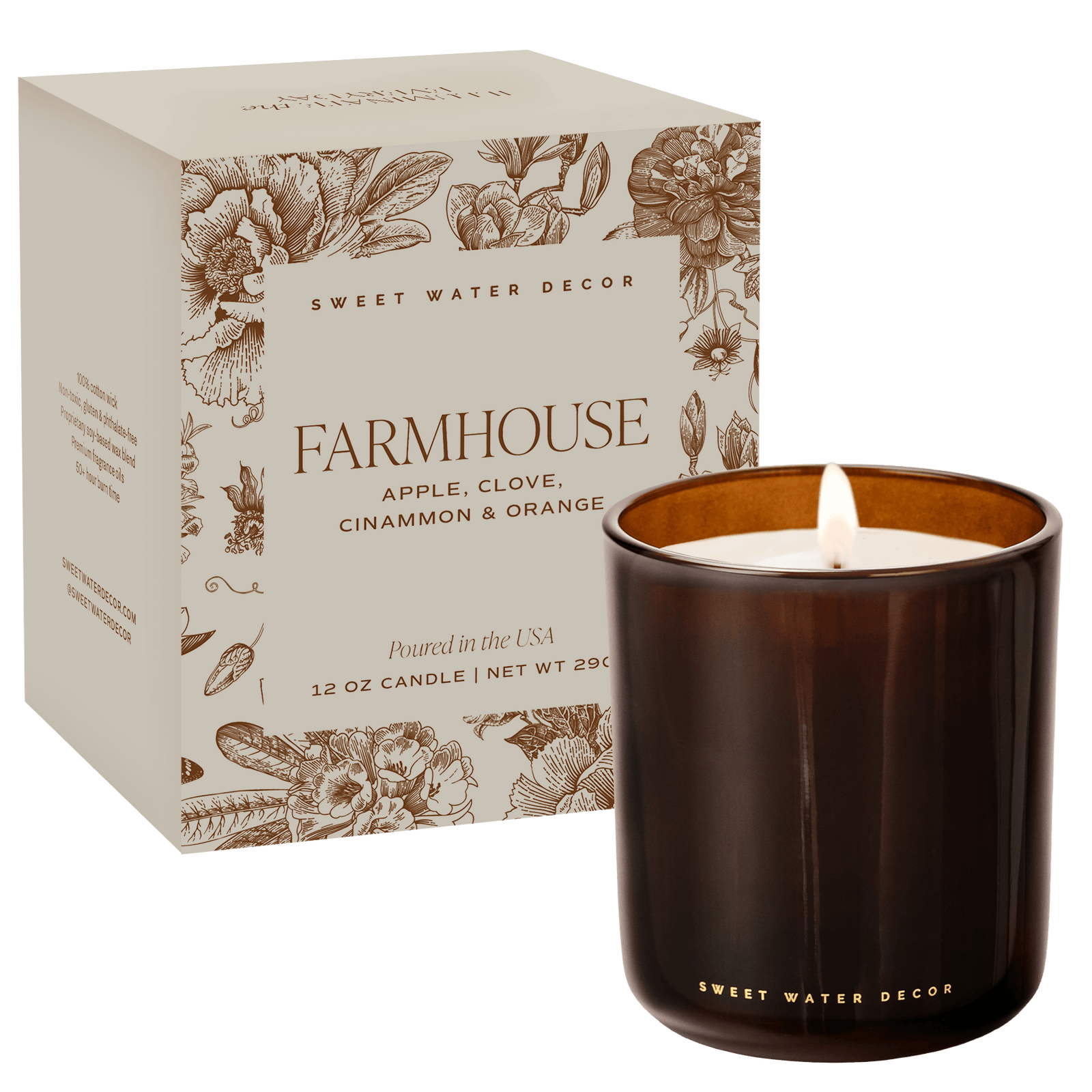 Farmhouse Soy Candle - Boxed Amber Tinted Glass Jar - 12 oz