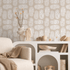 Bohemian Wallpaper featuring Hamsa Hand Motifs in Beige and White - C273