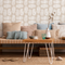 Bohemian Wallpaper featuring Hamsa Hand Motifs in Beige and White - C273