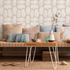 Bohemian Wallpaper featuring Hamsa Hand Motifs in Beige and White - C273
