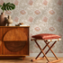 Art Nouveau Wallpaper with Stylized Tulips in Beige, Green, and Terracotta - C361