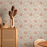 Art Nouveau Wallpaper with Stylized Tulips in Beige, Green, and Terracotta - C361