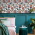 Paisley Wallpaper with Intricate Floral Motifs in Pink, Teal, and Orange - C554
