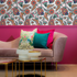 Paisley Wallpaper with Intricate Floral Motifs in Pink, Teal, and Orange - C554